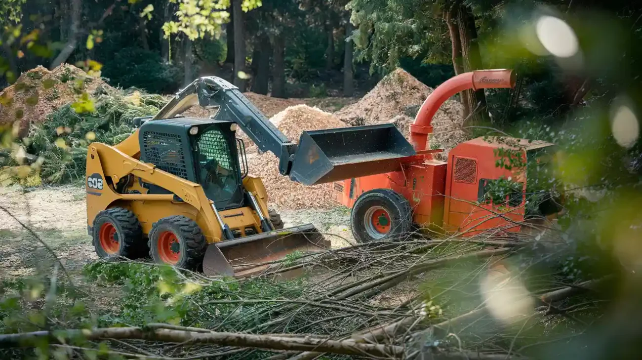 How skid steer wood chipper boom mowers complement wood chipping operations