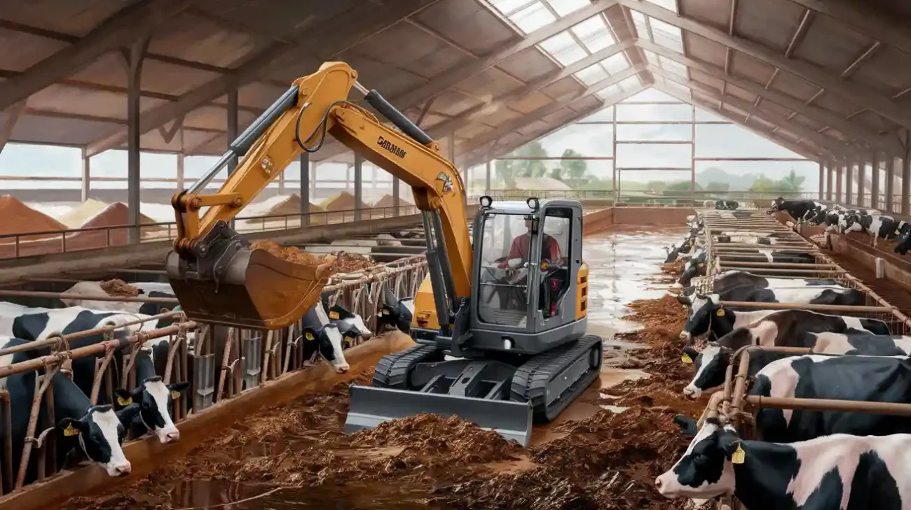 Cow Barn Savior: DeepKron Mini Excavator Transforms into Manure Treatment Expert